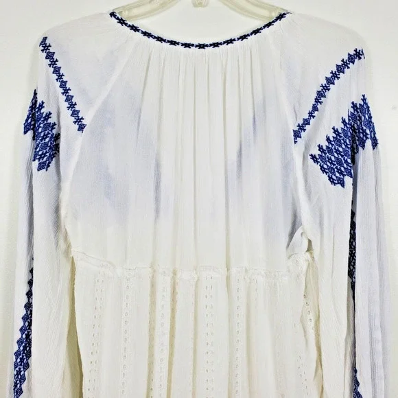 Free People Wild Horses Embroidered Eyelet Ivory Tunic Mini Dress Boho White XS - Picture 5 of 9
